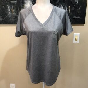 Beverly Hills Polo Club Logo Gray V-Neckline Rounded Hem T-Shirt-Size XL